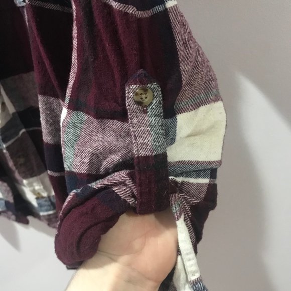 Purple & Gray Flannel Shirt w/ Knit Detail - Picture 2 of 5
